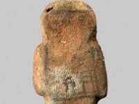 Aeg F 98 RS  Aeg F 98, Rückseite, 21./22. Dynastie, Uschebti des Nes..., Roter Ton mit grünem Überzug, H 9,8 cm, B 4,2 cm, T 3,0 cm : Bestandskatalog Ägypten, Museumsfoto: Claus Cordes